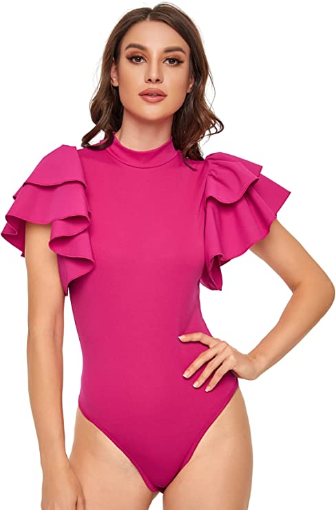 Neck ruffle bodysuit