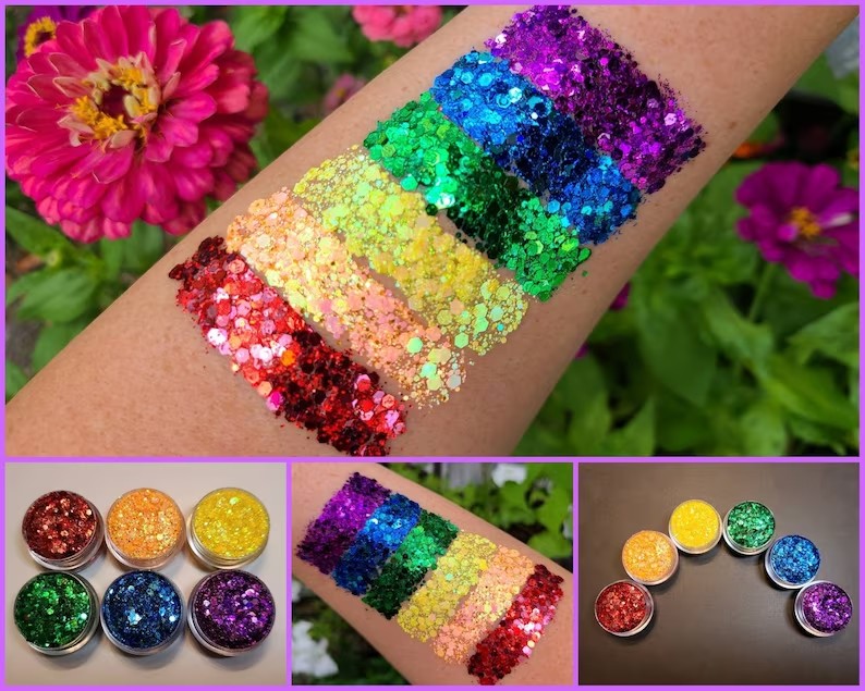 Glitter Gel, Face, Body, Pride, Rainbow, Set, Rave, Festival, LGBTQ,