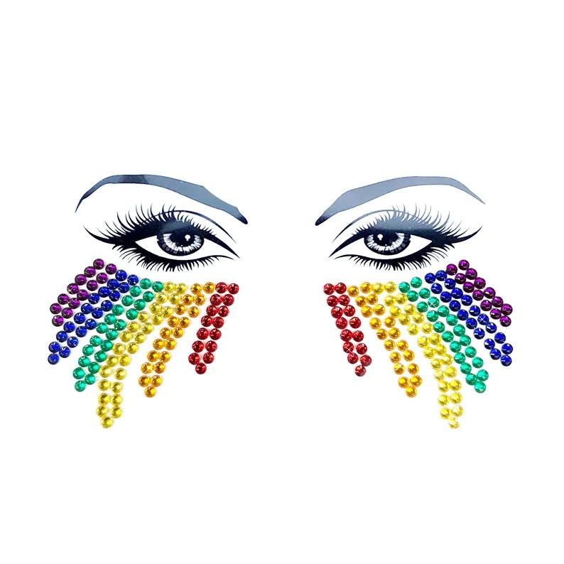 Pride Tears LGBTQ Multicolor FaceStix Crystal Sticker