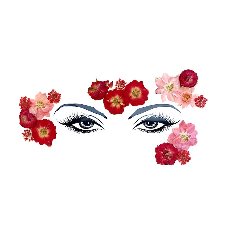 Real Dried Flowers Face Body Sticker For Raves, Festival