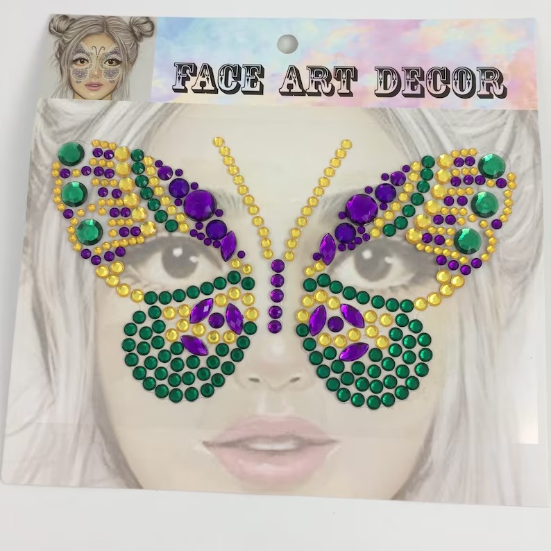 Mardi Gras Butterfly Face Jewels.